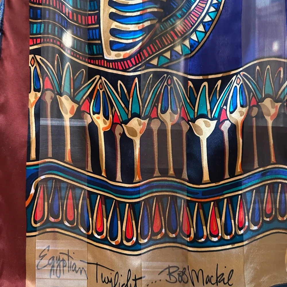 Bob Mackie Egyptian Silk Scarf with Jewel Tone Accents